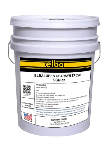 Vista 7 de ELBA LUBES Gear-SYN EP 220 Aceites para engranajes sintéticos Aceites EP de servicio pesado Fluidos para engranajes SAE 90 Comparar