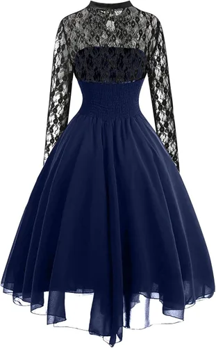 Vista 2 de Black Gothic Dress for Women, Womens Gothic Dress Long Sleeve with Corset Halter Sexy Lace Punk Hippie Dresses