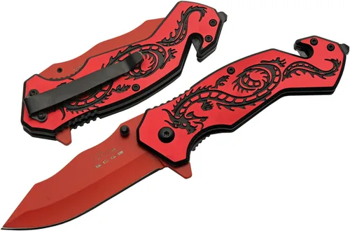 Vista 9 de SZCO Supplies 300586-PU Flying Dragon Assisted Open Rescue Utility Cuchillo Púrpura