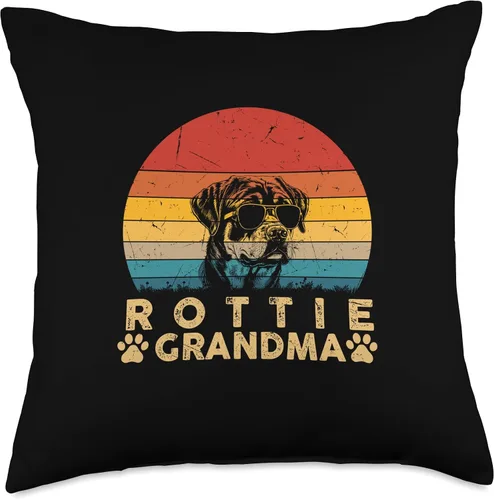 Vista 5 de Retro Rottweiler Dog Grandma Cute Dog Owners Gifts Rottie - Almohada vintage para amantes de la abuela para mujeres y niñas, 16 x 16 pulgadas