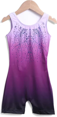 Vista 3 de Zaclotre Leotardo de gimnasia para niños y niñas traje de una pieza con diamantes brillantes y brillantes