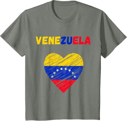Vista 97 de Camiseta con la bandera venezolana con corazón de Venezuela, Negro