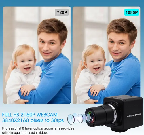 Vista 6 de Cámara USB 4K Zoom Manual Webcam 0.110-0.472 in Foco Variable Cámara PC para computadora Mini UVC USB2.0 Cámara web IMX317 Varifocal USB con cámara