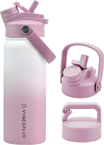 Vista 21 de Botella de agua de acero inoxidable de 32 onzas con tapa 2 en 1, botella de agua aislada al vacío de triple pared, a prueba de fugas, asa