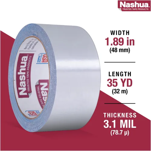 Vista 3 de Nashua cinta de aluminio para reparaciones impermeables, de 48 mm de ancho, 11 ml de grosor y 10 mm de longitud