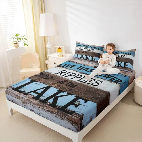 Vista 39 de Erosebridal Fishing Fitted Sheet Twin for Boys, Big Pike Fish Black Bed Sheets for Rustic Farmhouse Lake House Decor, Fishing Bedding Set Marine