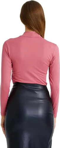 Vista 2 de marpessa Camiseta de manga larga con cuello alto para mujer, elástica, ajustada, ligera