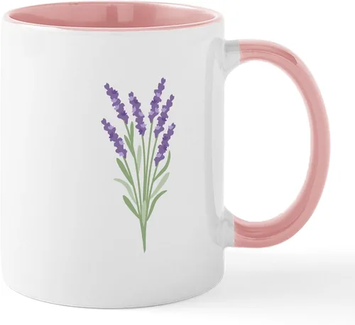 Vista 34 de CafePress Tazas de flores de lavanda 11 oz (11.0 fl oz) Taza de café de cerámica Blanco