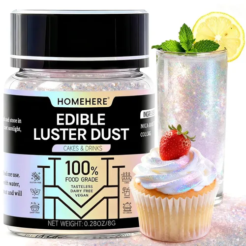 Vista 19 de HomeHere Purpurina comestible para bebidas y pasteles, 0.35 onzas de polvo brillante de diamante de grado alimenticio, polvo brillante