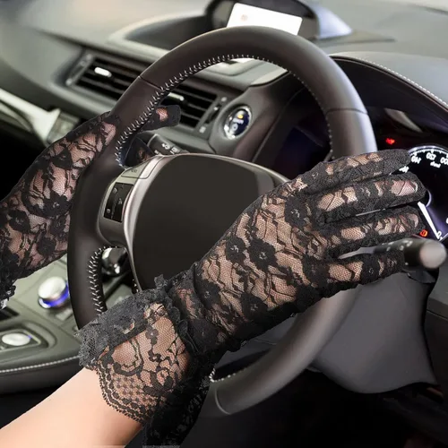 Vista 8 de ASTER Guantes de encaje para mujer, guantes de novia con bloqueo solar, para fiesta de noche, boda, fiesta de té, graduación, Halloween, cosplay