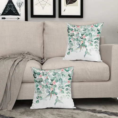 Vista 7 de Giwawa Fundas de almohada de eucalipto de acuarela de pájaros, fundas de almohada de lino de 18 x 18 pulgadas, fundas de almohada de rosas florales