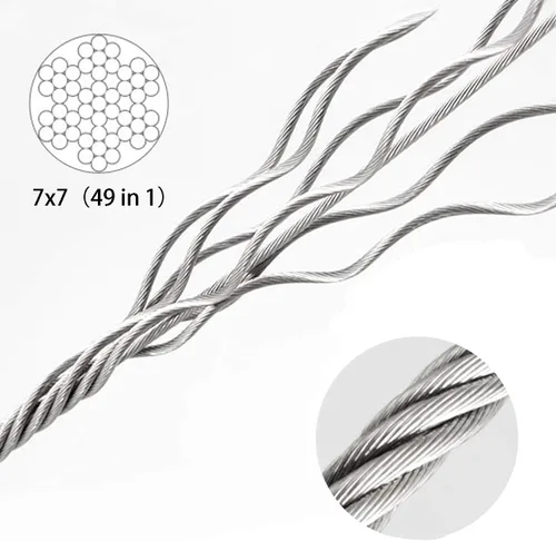 Vista 3 de ZKSM Cuerda para colgar cuadros, 2 paquetes de alambre de acero inoxidable con lazo y gancho, 0.059 in x 6.6 ft, cuerda resistente para colgar