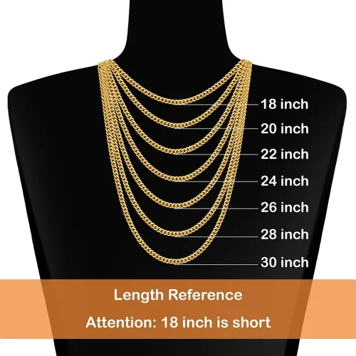 Vista 5 de Jewlpire Diamond Cut Miami Mens Cuban Link Chain Necklace, Gold Chain Silver Chain for Men Boys Women, Hip-Hop & Cool Style, 316L Stainless