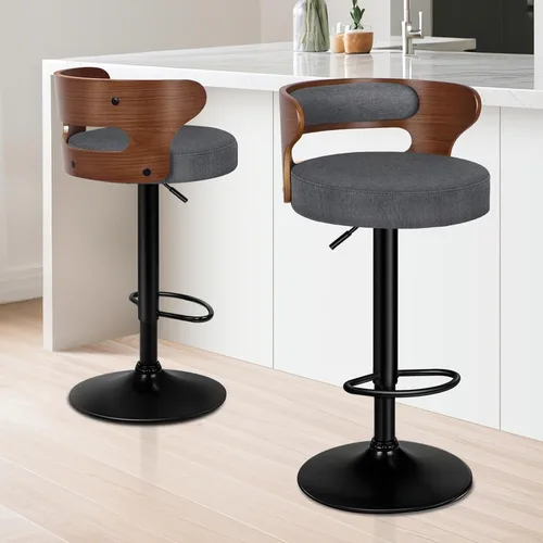 Vista 11 de ALFORDSON Juego de 2 taburetes de bar, taburetes de bar giratorios de altura ajustable para encimera de cocina, modernas sillas de bar tapizadas