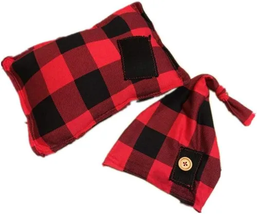 Vista 3 de KAIXIN Traje de fotografía para bebé recién nacido, con sombrero y almohada, accesorios para fotos de bebé, color rojo, talla M, Rojo