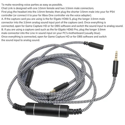 Vista 3 de Chat Link Pro Cable Replacement for Elgato HD60 S HD60 Pro Cam Link 4K60 Pro Capture Card, 8.5ft No Noise Chat Adapter, for Xbox One for PS4 for