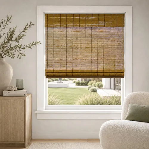 Vista 17 de CHICOLOGY Persianas romanas de bambú, persianas filtrantes de luz favoritas de los clientes para ventanas, calidad premium, ideales para el hogar