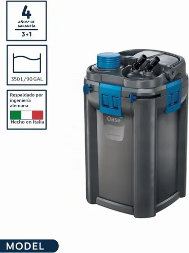 Vista 2 de OASE BioMaster - Filtro externo para acuarios de hasta 90 galones, filtración multietapa, prefiltro de fácil mantenimiento, filtro de recipiente