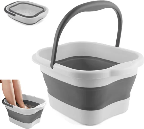 Vista 13 de Tina de baño plegable para pies y spa para niñas y mujeres, cubeta inflable para remojar pies con asa y punto de acupuntura para masaje de pies, rosa