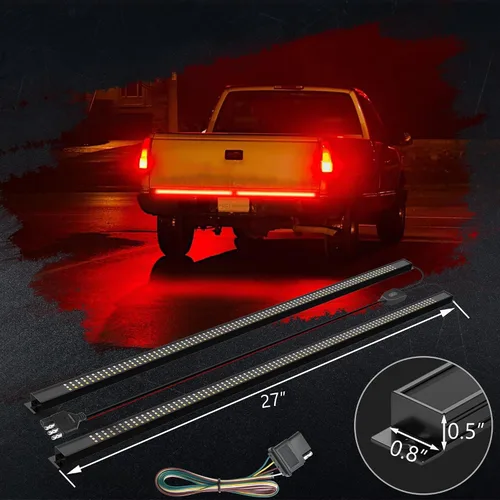 Vista 6 de MICTUNING Barra de Luz Triple para Portón Trasero Impermeable Plug-and-Play Marco de Aluminio con Conector Plano de 4 Vías - Señal de Giro