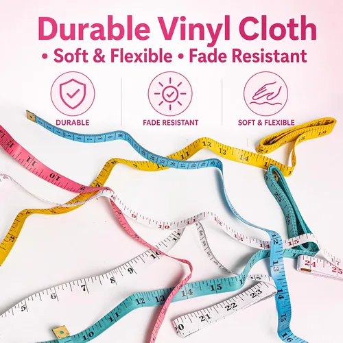 Vista 3 de LOUHUA Paquete de 24 cintas métricas, cinta métrica suave a granel para coser cuerpo, tela métrica flexible para medidas corporales, cinta métrica