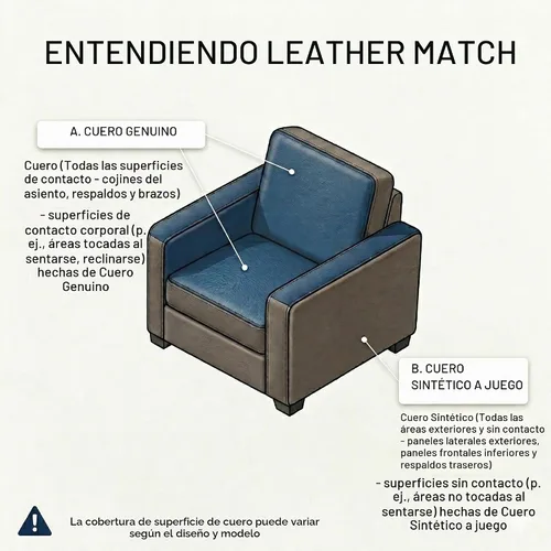 Vista 6 de Lexicon Leather Match - Sofá reclinable manual para pared, color azul