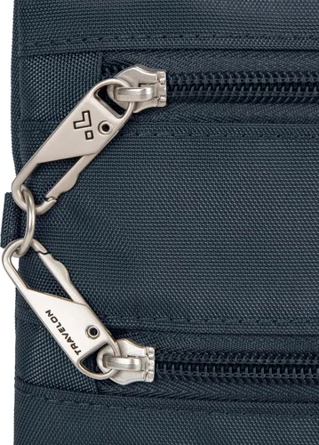 Vista 8 de Travelon Bolso cruzado clásico con cremallera Dbl y antirrobo, midnight, 9 x 10.5 x 1, Bolso bandolera clásico antirrobo con cremallera Dbl