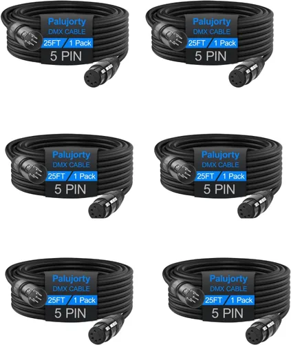 Vista 9 de Paquete de 2 cables DMX de 5 pines de 10 pies con 3 conductores para iluminación de escenario y controlador