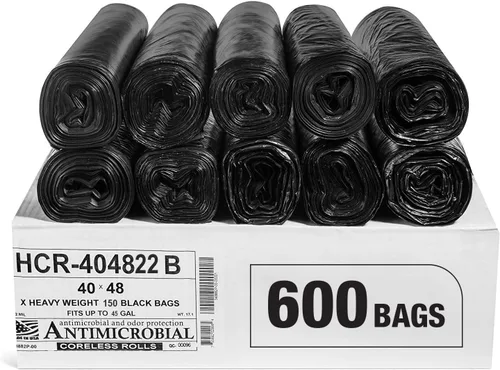 Vista 67 de Aluf Plastics Bolsas de basura de alta densidad, 10 galones, 4000 unidades, 6 micras (eq), 24 x 24 pulgadas, negras, para baño, oficina, industrial