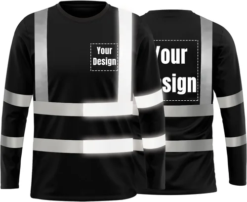 Vista 38 de La alta visibilidad reflexiva de las camisetas de la seguridad del logotipo de encargo Hola Vis de Verde neón