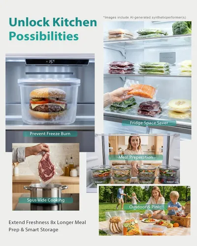 Vista 8 de Máquina selladora al vacío de carne de 90 kPa, sellador automático de alimentos con doble sello para porciones de carne a granel, modos secos