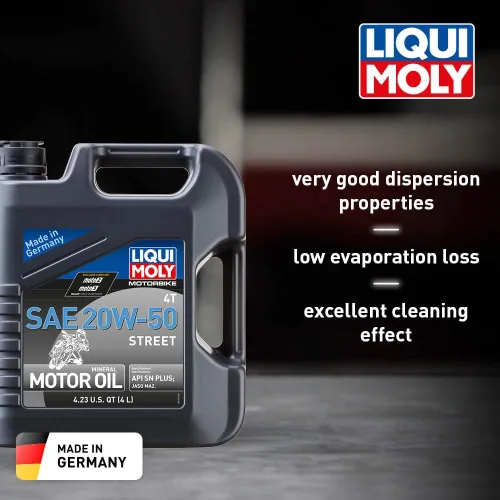 Vista 2 de Liqui Moly Motorbike 4T SAE 20W-50 Street 4 L Aceite para motores de 4 tiempos SKU: 20064