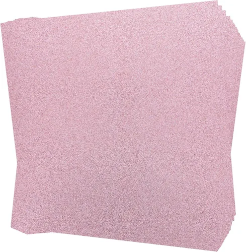 Vista 3 de CraftyBook Juego de cartulina con purpurina, 15 hojas de papel rosa rosa con purpurina de 12 x 12 pulgadas para álbumes de recortes, manualidades