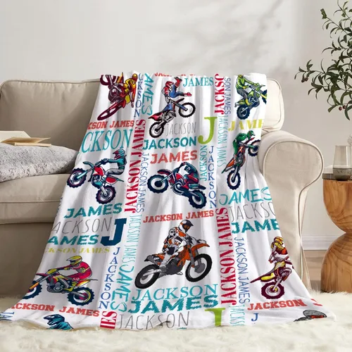 Vista 25 de Manta de forro polar suave para regalo de motocicletas de motocross, manta acogedora de franela, aire acondicionado, 50x40 pulgadas para niños