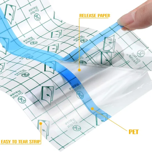 Vista 4 de 6 rollos de vendaje impermeable de 2 tamaños, vendajes adhesivos transparentes para tatuajes, natación y cuidado posterior