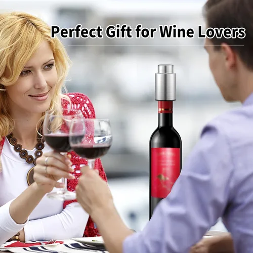 Vista 7 de Tapones para botellas de vino, tapón de vino al vacío 2 en 1, ahorradores de vino de acero inoxidable, conservador de vino reutilizable, tapones