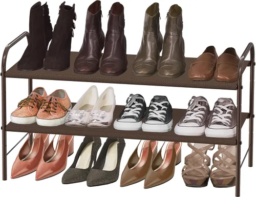 Vista 4 de Simple Houseware - Organizador de almacenamiento para zapatero de 2 niveles, color bronce