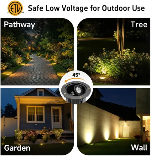 Vista 6 de Gardenreet Luz de pozo de latón - Iluminación de paisaje impermeable para exteriores de 12V LED enterrada, lámpara de bajo voltaje con bombilla