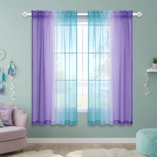 Vista 10 de KOUFALL - Cortinas cortas transparentes de 45 pulgadas de largo para decoración de baño, juego de 2 paneles con bolsillo para barra, cortinas