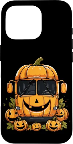 Vista 20 de iPhone 16 School Bus Pumpkin Halloween Driver Pumpkins Ride Spooky Fun Case