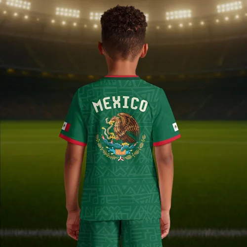 Vista 3 de Camiseta de Fútbol Juvenil de México, Camisetas de Fútbol Mexicanas para Niños, Camisetas de México para Niños, Camiseta de Fútbol Mexicana