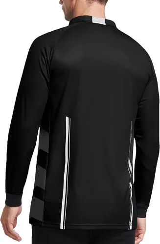 Vista 3 de FitsT4 Sports - Camiseta de árbitro de fútbol para hombre de manga larga Negro