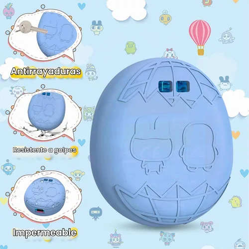 Vista 4 de Funda de silicona compatible con Tamagotchi Uni Virtual Pet Machine, funda protectora para Tamagotchi Uni con cordón para el dedo