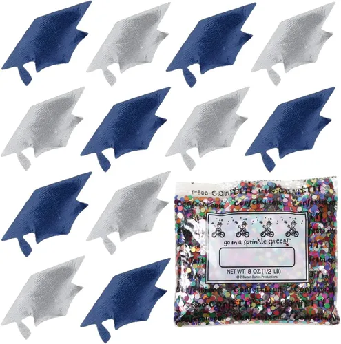 Vista 187 de Confetti Grad Cap Negro, Azul Marino Combo - 2 bolsas de media onza (1 oz)