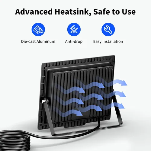 Vista 5 de Luces de inundación de 120 W para exteriores, luz de seguridad LED más brillante de 14400 lm con enchufe, impermeable IP66, reflector de luz diurna