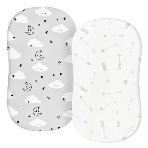 Vista 8 de Sábanas de moisés de bebé para niñas y niños, paquete de 2 sábanas de bebé para colchón de moisés cuadrado rectangular ovalado, 33 x 16 pulgadas