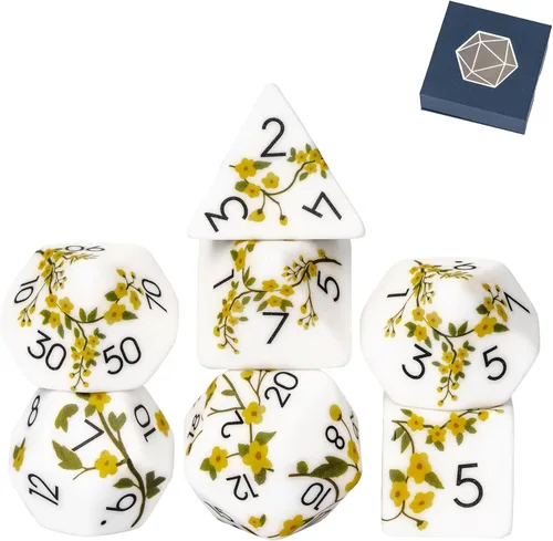 Vista 43 de Juego de dados de resina para DND, juego de 7 dados poliédricos negros D&D rellenos con papel de colores brillantes para juegos de rol