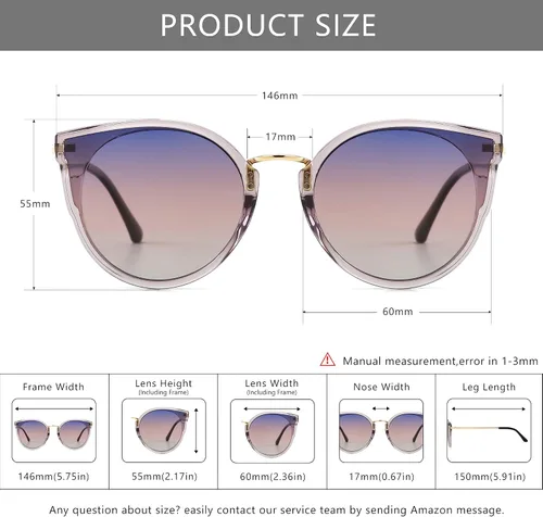 Vista 5 de SUNGAIT Gafas de sol polarizadas para mujer estilo vintage ojo de gato UV400