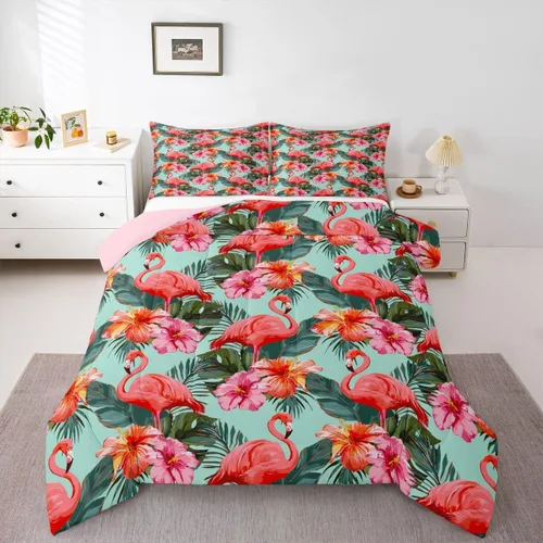 Vista 15 de Juego de ropa de cama tamaño individual para niñas y niños, juego de edredón de dibujos animados de animales y gatos, decoración de habitación