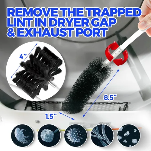 Vista 4 de Holikme - Kit de limpieza de ventilación para secadora de 34 pies, cepillo flexible para pelusas con accesorio para taladro, cepillos para chimeneas